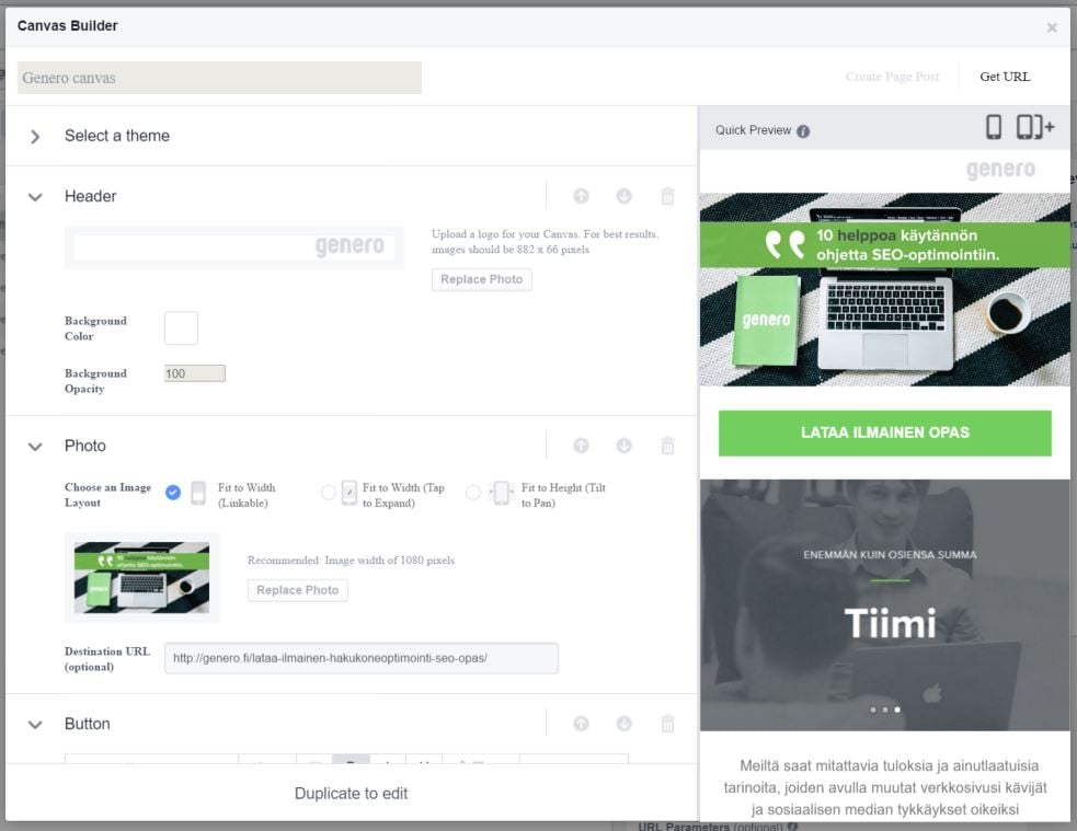facebook canvas editori